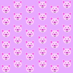 vector illustration of an abstract background of a collection of pig heads with a pink background color 