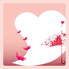 Valentine's Day with umbrella decoration and love sign background. Vector illustration