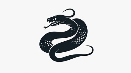 Obraz premium Black vector logo of a snake