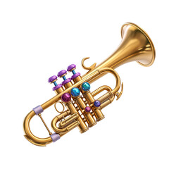 Fototapeta premium Colorful Trumpet with Bright Valves on Transparent Background for Music and Art Projects