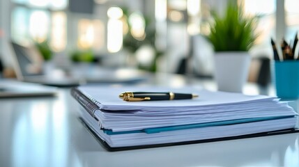 Cozy study corner featuring books, papers, and a decorative flower vase in warm afternoon light