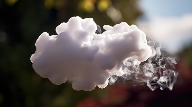 A close-up shot of a cloud with smoke billowing out, suitable for use in environmental or industrial-themed projects