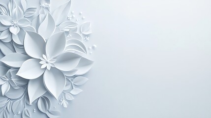 Obraz premium Elegant White Paper Flowers and Leaves Design