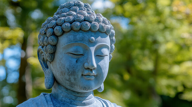 Boudha statue surrounded by nature in peaceful setting