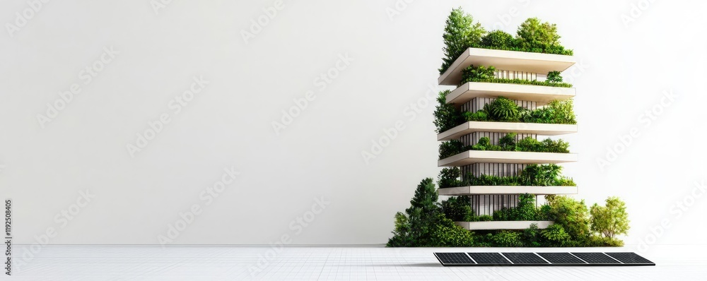 Poster architect sketching concept. a modern green building design showcasing sustainability and innovative