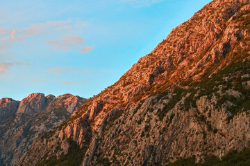 Serene and majestic mountain peaks at daylight