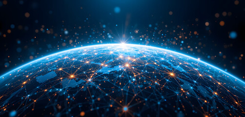 Obraz premium Global Network Vision: Pioneering the Age of Digital Earth Connections.