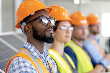 Diverse Team of Engineers Working on Solar Energy Project