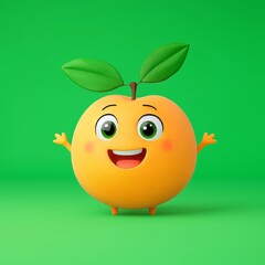 Obraz premium Cute Peach Cartoon with Big, Expressive Eyes