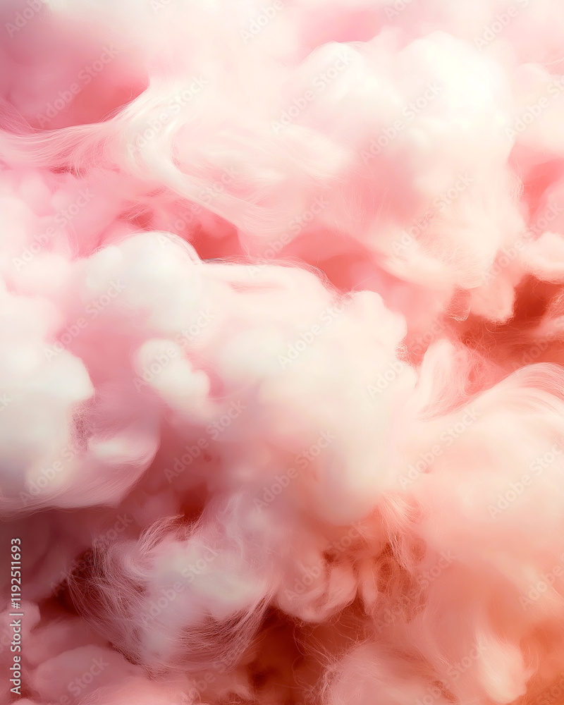 Aufkleber illustration of soft, fluffy pink clouds resembling cotton candy. subtle light shining through the c