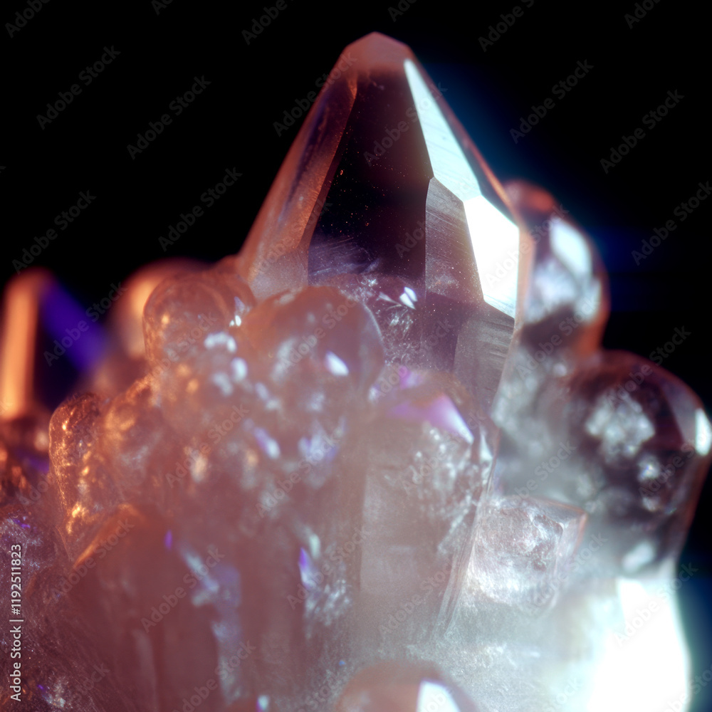 Aufkleber translucent crystals with perfectly cut facets that shimmer with soft bluish and warm orange hues. t