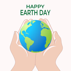 Happy Earth Day. The hands carefully hold the planet Earth. The concept of World Environment Day, 
