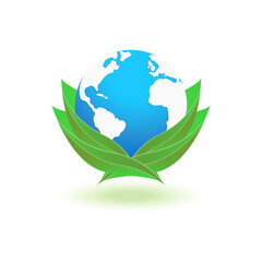 Ecological theme Happy Earth Day flyer template. The concept of bright fresh green leaves. Poster, postcard, label, banner design.