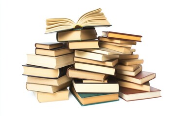 A pile of books stacked high on top of each other