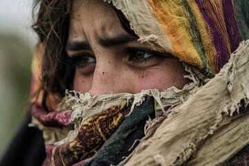 Close-up portrait of someone wearing a scarf