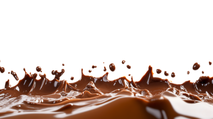 chocolate bars melted isolated on transparent background cutout