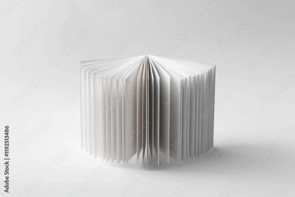 Poster A book lying open on a wooden table with a simple background