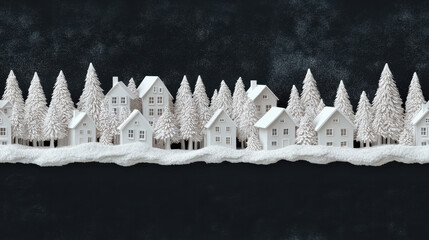 Snowy White Village Scene - Winter Wonderland