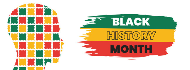Black History Month social media cover web banner, African American history celebration, February awareness celebration banner, with geometric pattern, Juneteenth Independence Day banner template