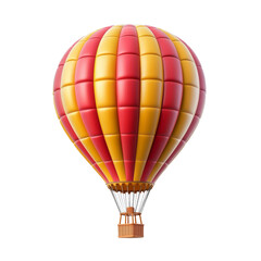 Colorful Hot Air Balloon with Red and Yellow Stripes on Transparent Background
