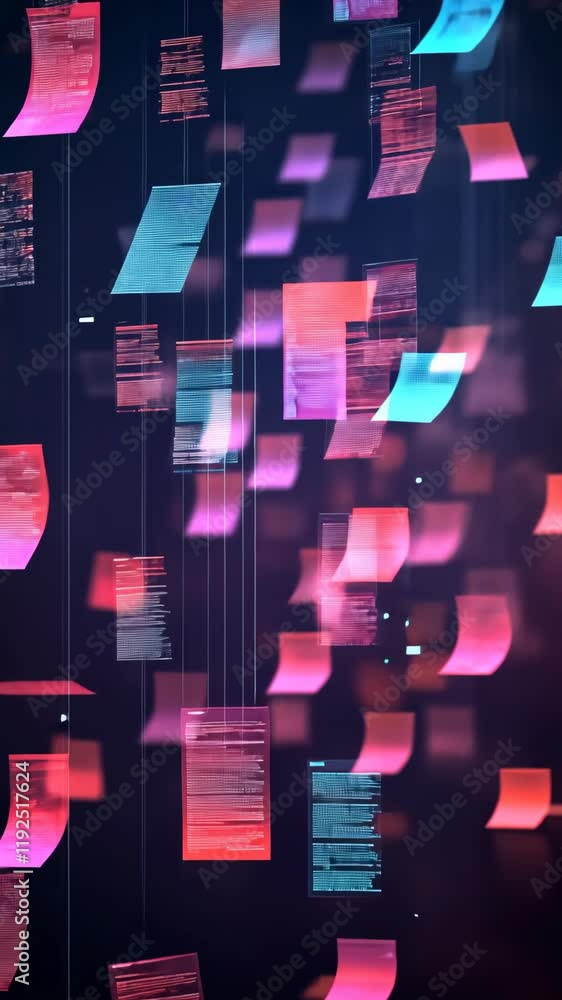 Aufkleber colorful digital notes floating in a dark space create a futuristic atmosphere of information and cr