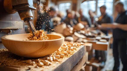 Woodworking Demonstration of Crafting a Wooden Bowl