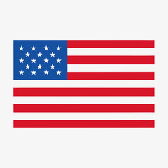American flag on white background