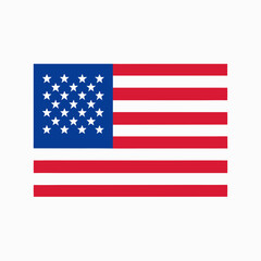 American flag on white background