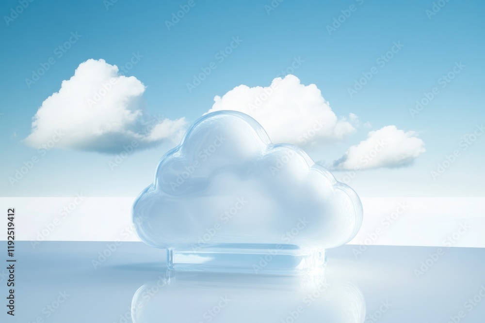 Poster Cloud floating above a reflective surface, often used as a symbol in art and design