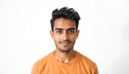Fototapeta premium Portrait of young Indian man on white studio background