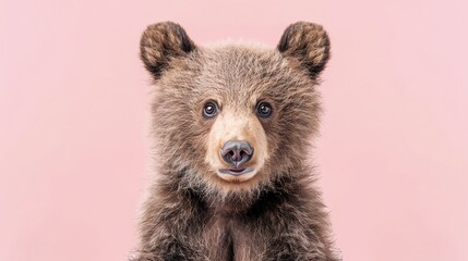 Fototapeta premium A cute brown bear cub looking at the camera.