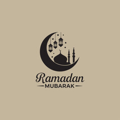 Ramadan Kareem, Ramadan Mubarak Islamic mosque logo design vector
