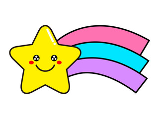 かわいい流れ星の顔アイコンイラスト素材