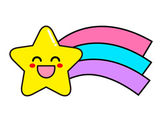 かわいい流れ星の顔アイコンイラスト素材2