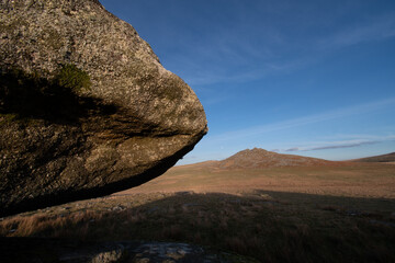 A granite outcrop underneath Rough Tor Bodmin Moor Cornwall England