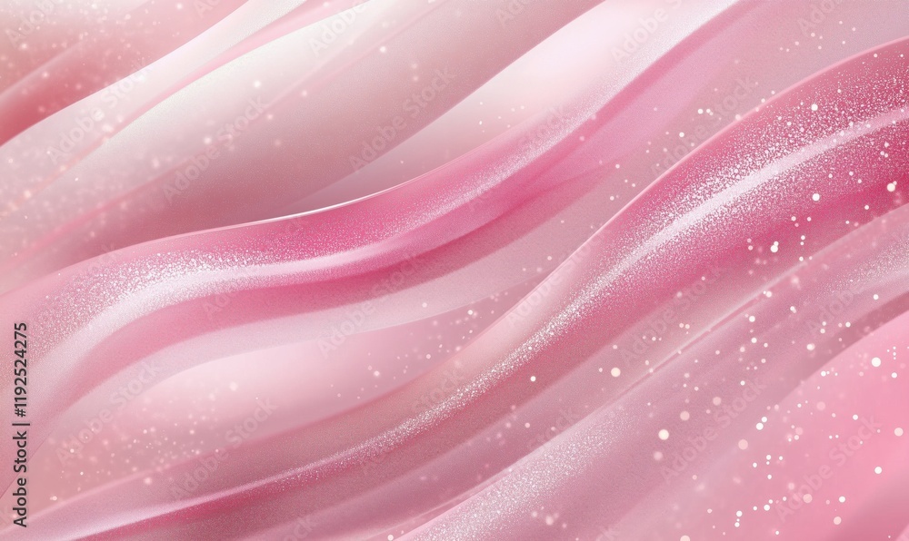 Poster abstract pink waves with glitter and soft gradients creating a dreamy, ethereal background for desig
