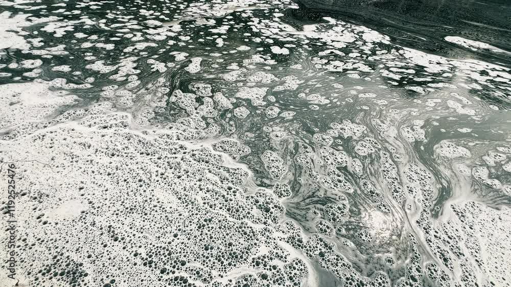 Poster abstract foam patterns in turbulent water surface with bubbles and swirls