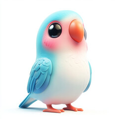 Cute lovebird character with vibrant colors and big eyes