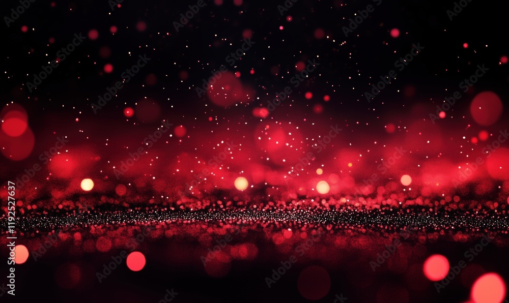 Poster red bokeh background with sparkling particles, creating a dreamy and festive atmosphere, ideal for c