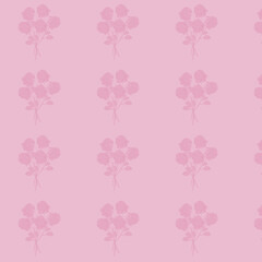 Pink seamless pattern with subtle rose bouquet motifs in a soft monochrome style, ideal for feminine textiles, gift wrap, children’s decor, and romantic design projects.