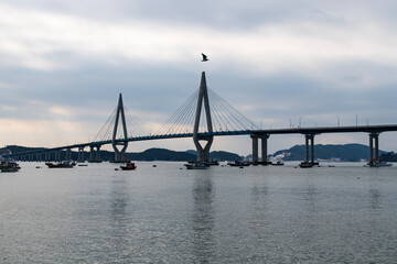 suspension bridge on the sea