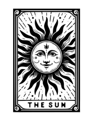 Tarot Card Design with Sun and Floral Motifs