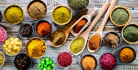 Composition with assortment of spices and herbs