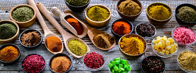 Composition with assortment of spices and herbs