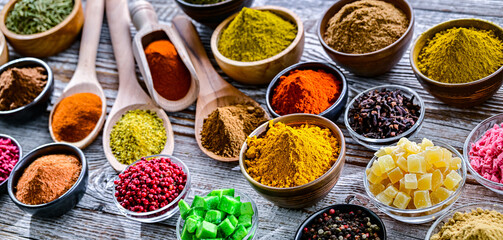 Composition with assortment of spices and herbs