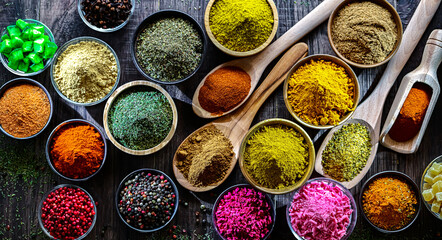 Composition with assortment of spices and herbs