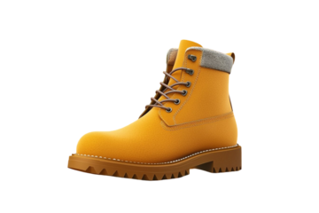 Yellow men's winter boots, no text or images.