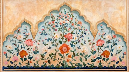 Traditional Mughal Wedding Card Design, Invitation template