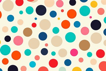 Bright retro-style polka dot pattern with bold circular shapes in assorted colors for creative backgrounds and prints.