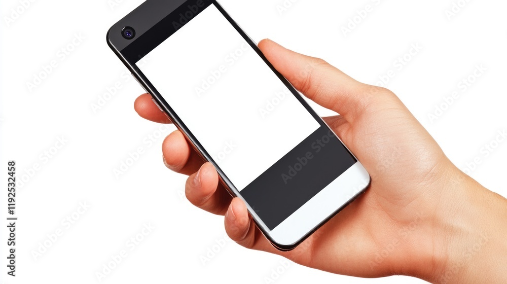 Aufkleber a person holding a smartphone, possibly checking notifications or browsing the internet